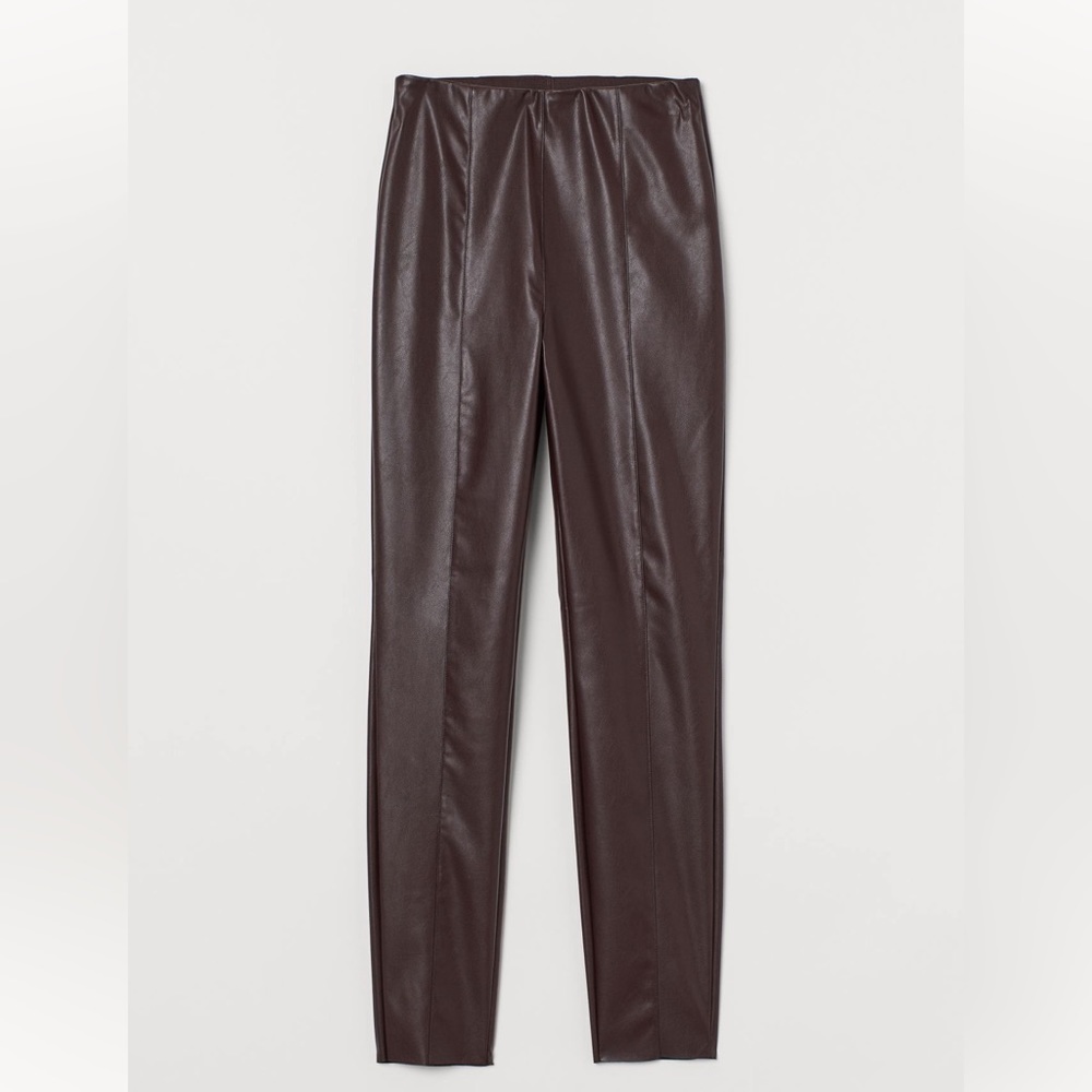 H&M Leather Trousers Mahogany/Red/Brown Size 6
